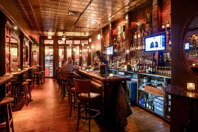 Cozy Lounge in Velvet Brooklyn with warm lighting for networking and casual events.