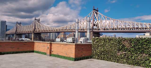 Stunning rooftop event space at The Bordone LIC with Queensboro Bridge views.