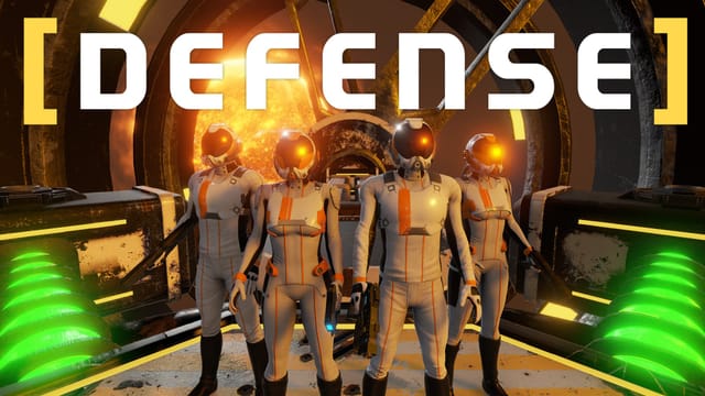 Futuristic team characters at Tidal Force VR event focused on defense and technology.
