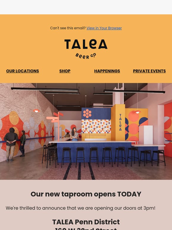 "Vibrant Penn District Taproom with modern decor, perfect for events and gatherings."
