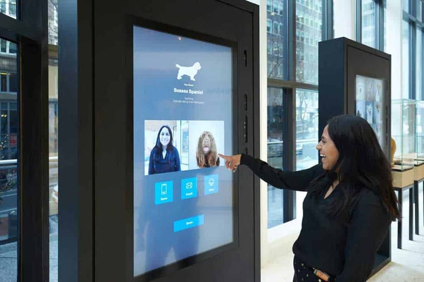 Interactive digital kiosk at AKC Museum of the Dog for engaging event experiences.