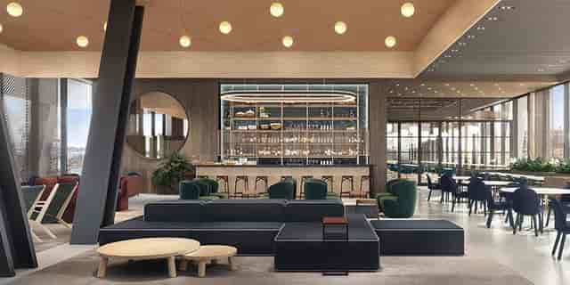 Modern lobby at Dock 72 Conferencing Center, perfect for corporate events and networking.