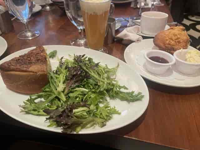 Conference Room meal at Sarabeth's: meat pie, salad for networking event or business lunch.