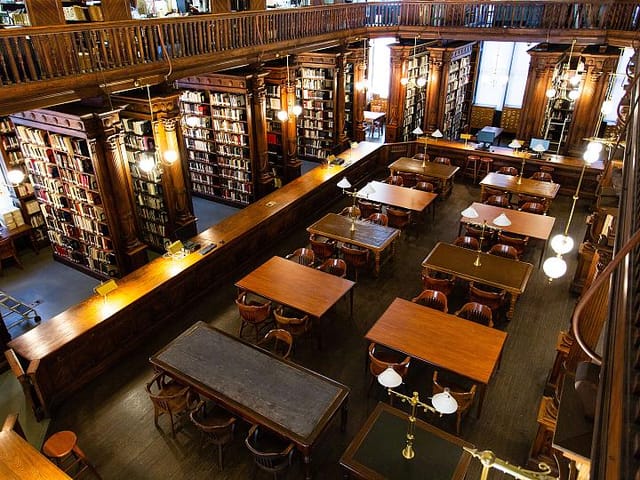 Event space in Park Slope Library with warm wood tones for meetings and workshops.