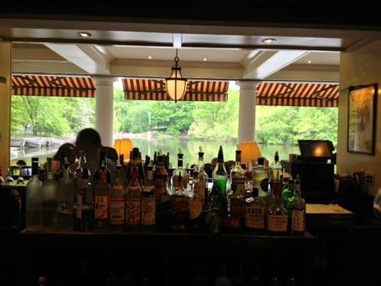 Bar at Central Park Boathouse with scenic views, ideal for cocktail receptions.