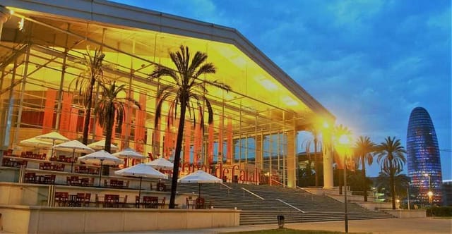 Modern event venue with glass façades, ideal for receptions and networking events.