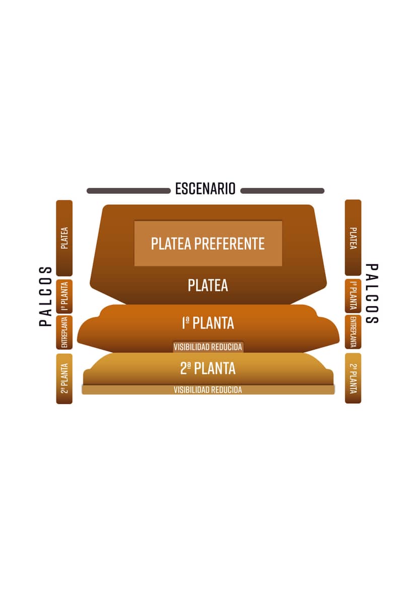 Seating layout of Palco Platea in Teatro Calderón for events and performances.
