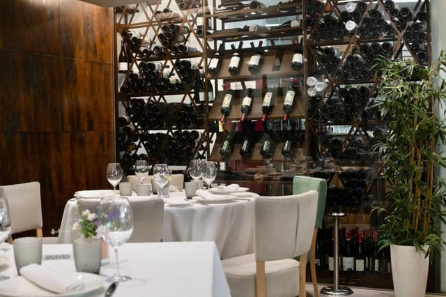 Elegant dining area at Taberna de Elia, ideal for upscale events and intimate gatherings.