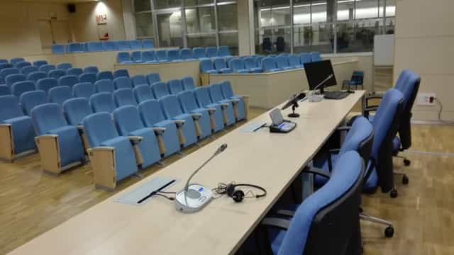Event space at Universidad Complutense: organized meeting for conferences and presentations.