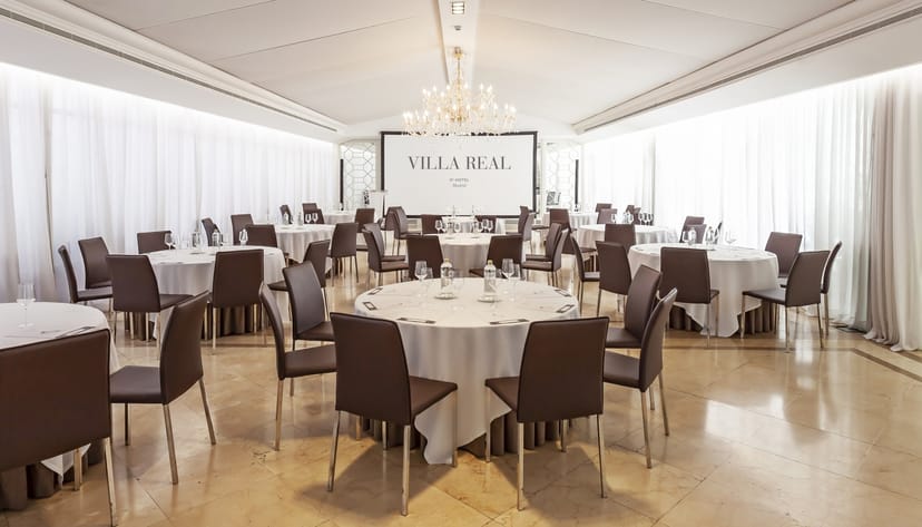 Elegant Princess of Asturias Room at Hotel Villa Real for corporate events and gatherings.