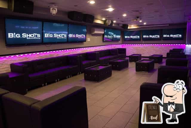 Modern basement lounge at Big Shots Restaurant, perfect for corporate events and gatherings.