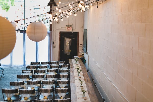 Coworking space in Bat Haus with elegant table, ideal for events and meetings.