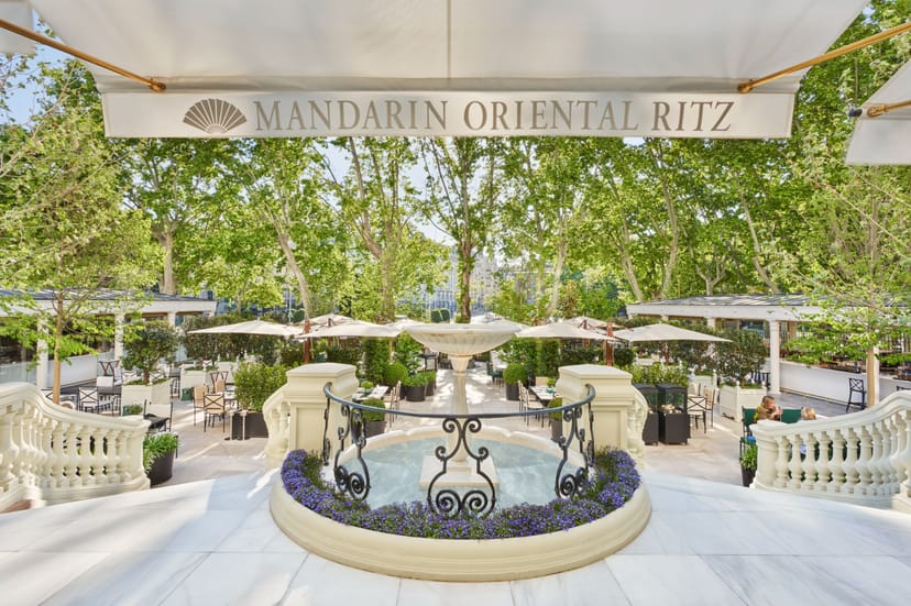 Countess Maslov at Mandarin Oriental Ritz Madrid, elegant outdoor venue for events.