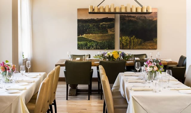 Elegant dining space at Bistro Du Midi, perfect for intimate gatherings and receptions.