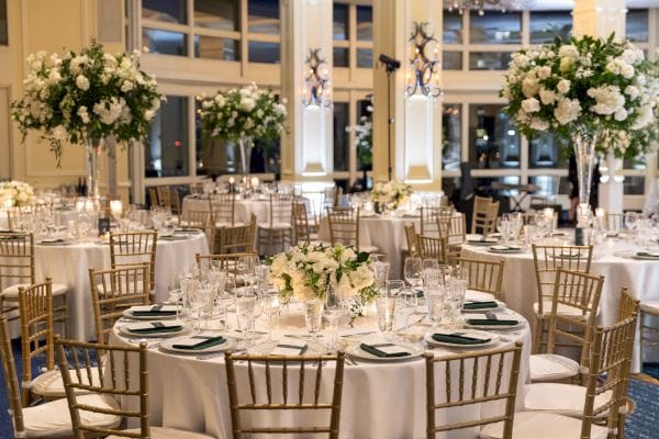 Elegant Wharf Room banquet hall in Boston, perfect for weddings and corporate events.