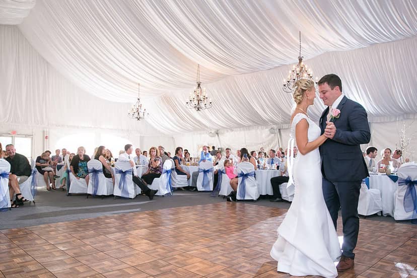Ballroom at Wisp Resort with elegant decor for weddings and events.