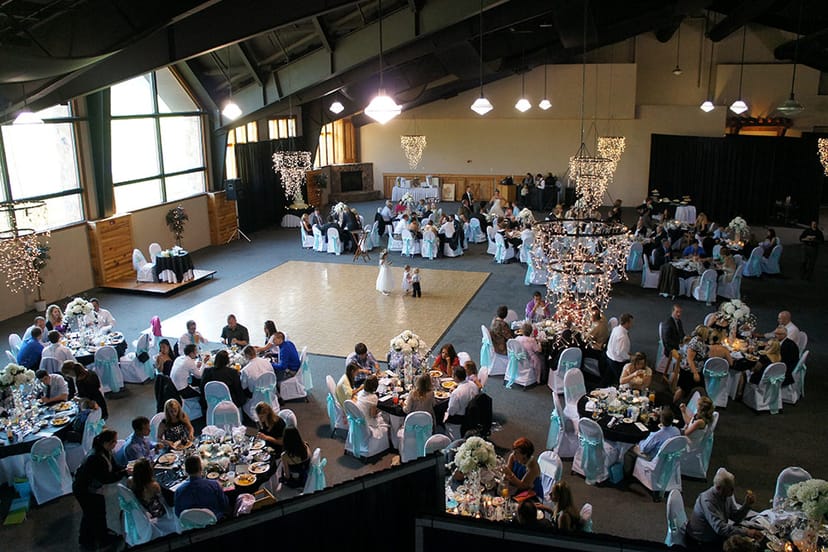 Elegant event venue at Wisp Resort with festive decor for weddings and corporate gatherings.