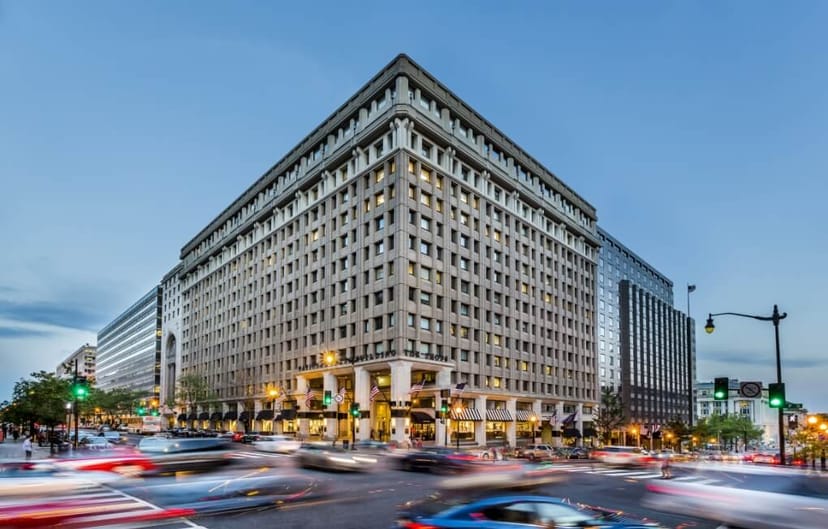 Urban event venue at National Press Club, featuring modern architecture and high visibility.