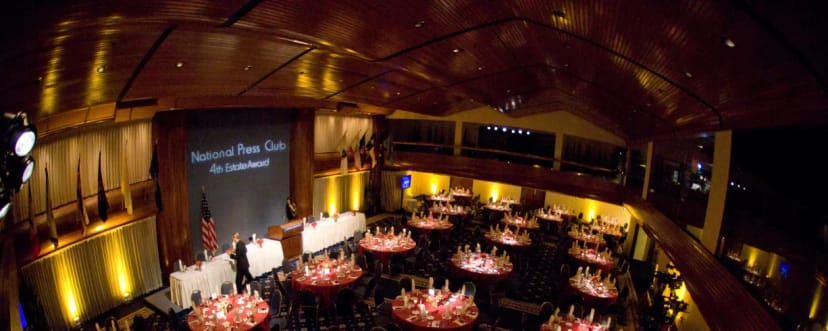 Grand Ballroom at National Press Club, elegant banquet setup for awards ceremony