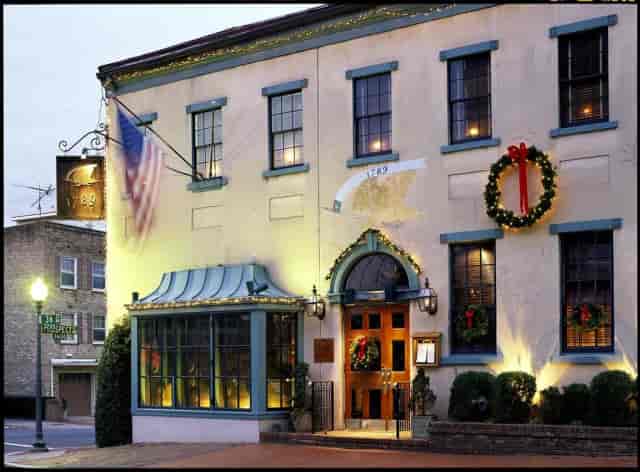 "Charming Wickets Room at 1789 Restaurant, perfect for festive holiday events."