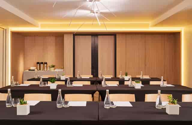 Modern conference room at The William Vale, perfect for meetings and collaboration.