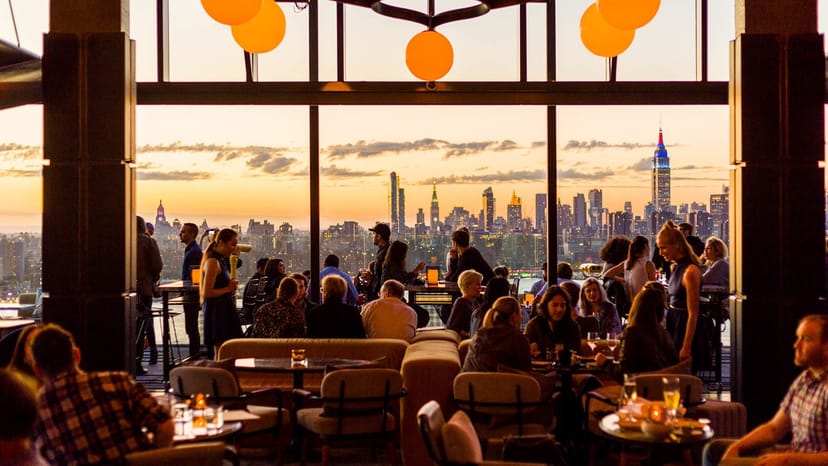 Westlight event space at The William Vale with skyline view, perfect for cocktail receptions.