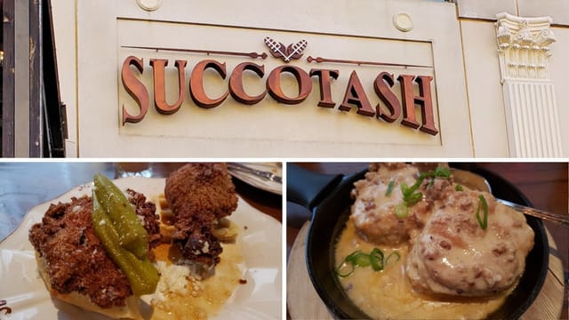 Succotash restaurant: Southern cuisine with fried chicken, perfect for events and gatherings.