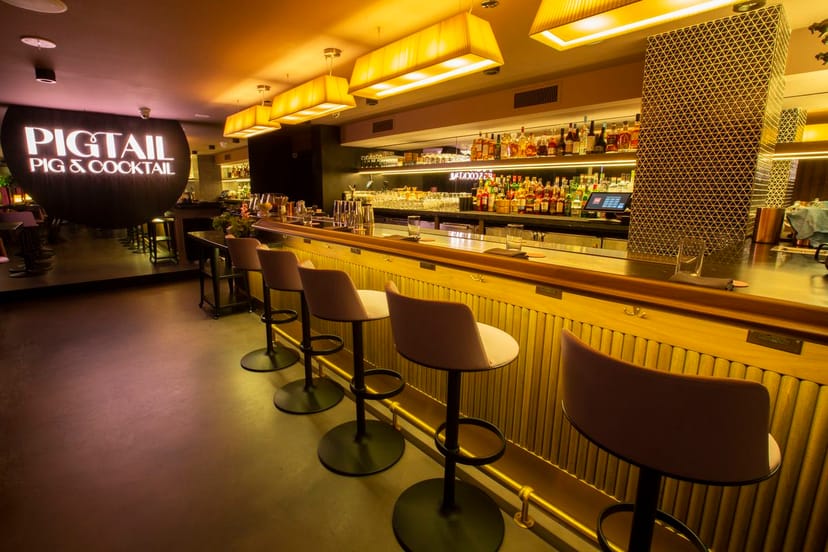 Stylish bar area in Jaleo, perfect for cocktail receptions and networking events.