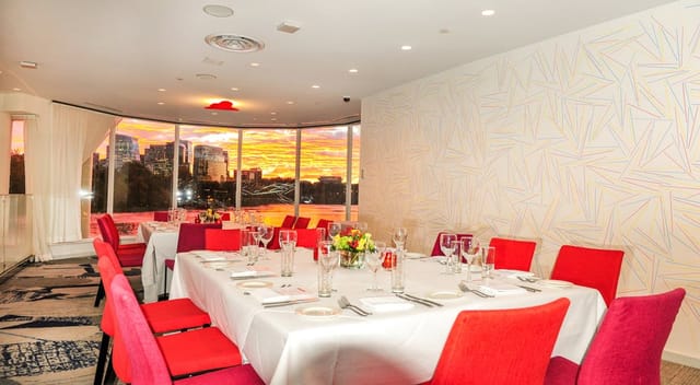 Stylish Sequoia state room with oval table, ideal for corporate meetings and events.