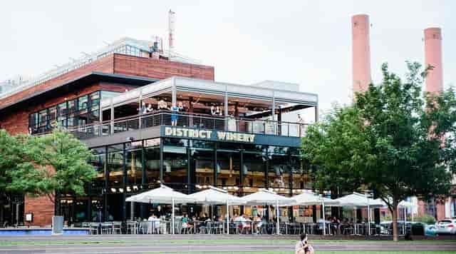 Waterfront Patio at District Winery, ideal for corporate events and wine tastings.