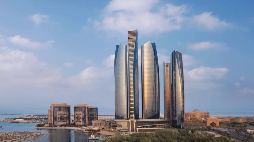 Modern Etihad Towers business center, ideal for corporate retreats and events by the waterfront.