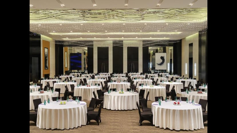 Elegant Crystal Ballroom at Sofitel Abu Dhabi for conferences and banquets.