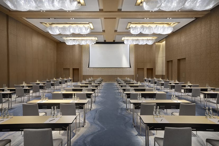 Modern banquet hall in Hilton Abu Dhabi, ideal for corporate events and seminars.