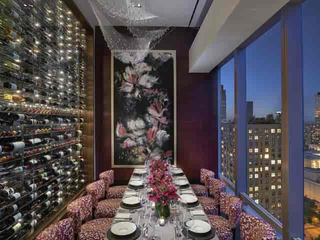Elegant private dining room in Manhattan Manor for upscale events and meetings.
