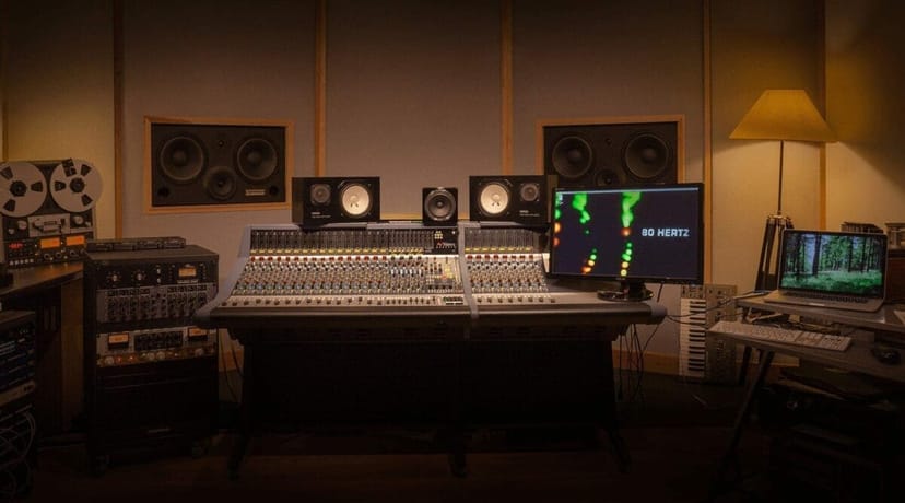 Professional audio mixing studio for high-quality sound events and podcast production.