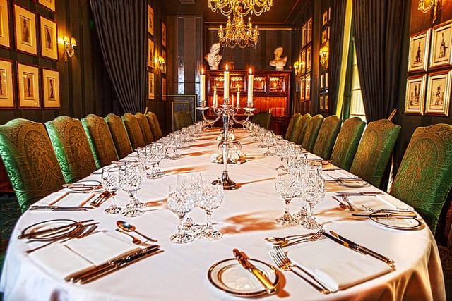 Elegant fine dining setup at The Dome Edinburgh for corporate events and special occasions.