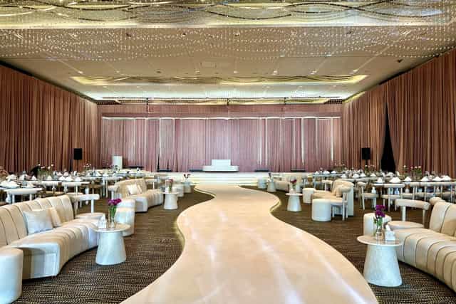 Event space at Corniche Hotel Abu Dhabi with elegant seating for upscale gatherings.