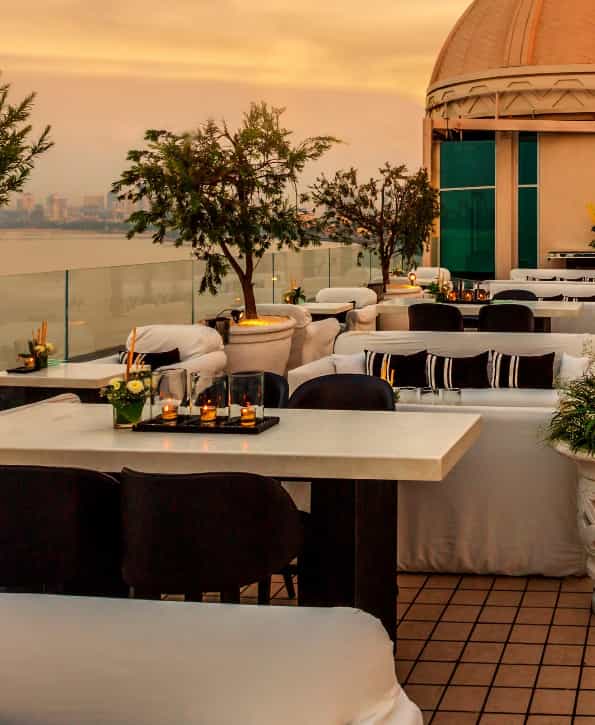 Sunset at the Dome, elegant outdoor venue for upscale events in Mumbai.