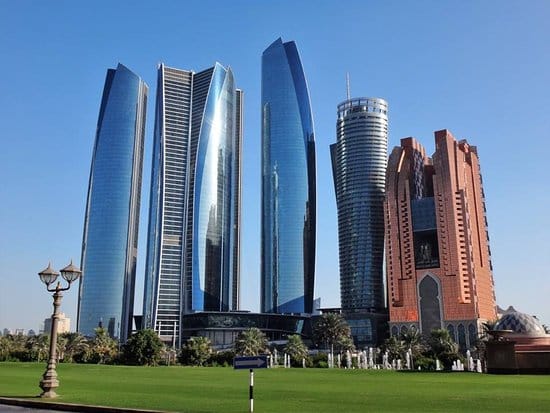 Etihad Towers' Tower 3 with modern skyline, ideal for upscale corporate events and meetings.