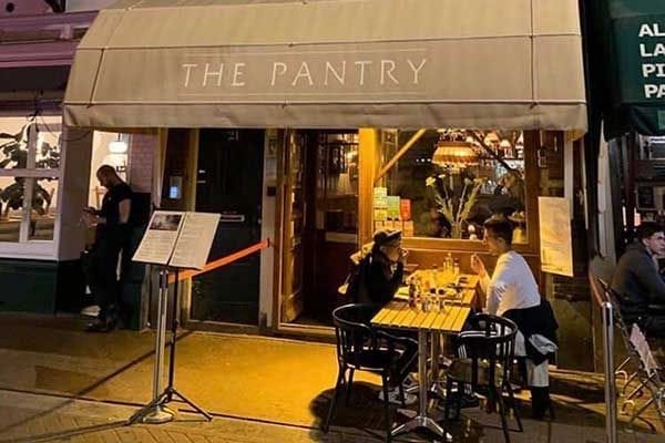 Outdoor dining setup at The Pantry restaurant, perfect for casual events and gatherings.