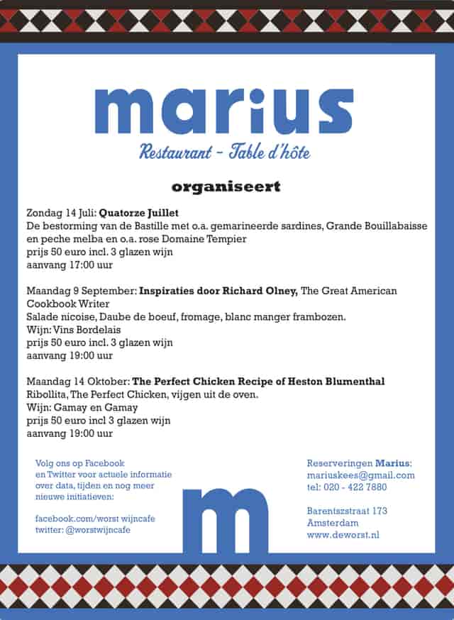 Themed culinary events at Restaurant Marius with renowned chefs and wine pairings.
