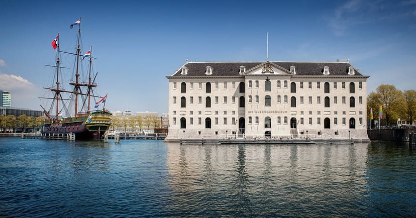 Deck at Het Scheepvaartmuseum, waterfront venue for maritime-themed events and gatherings.