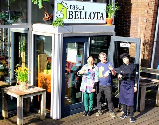 Tasca Bellota restaurant entrance, perfect for events and gatherings with inviting decor.