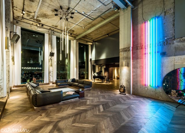 Function room in A'DAM Toren, stylish industrial-chic space for events and gatherings.