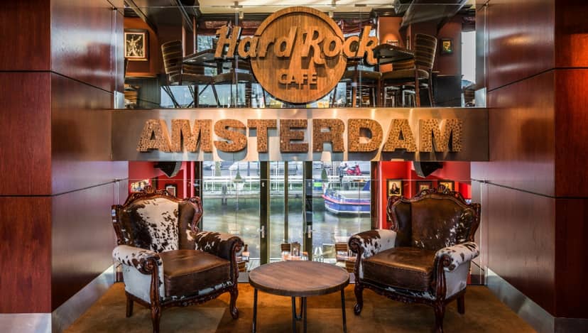 Hard Rock Cafe Amsterdam event space with urban décor, perfect for parties and gatherings.