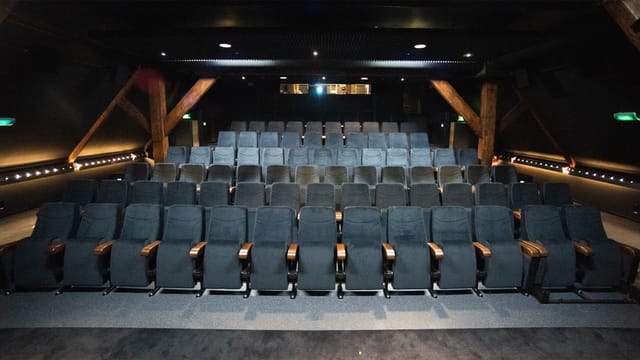 Modern auditorium with tiered seating in Melkweg for corporate events and screenings.