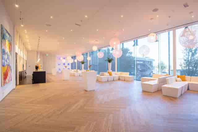 Spacious Beatrix Theatre lounge with modern decor, ideal for events and receptions.