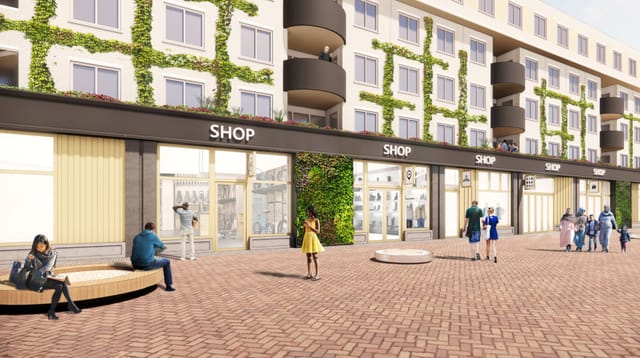 Vibrant retail plaza in Amsterdamse Poort, ideal for community events and markets.