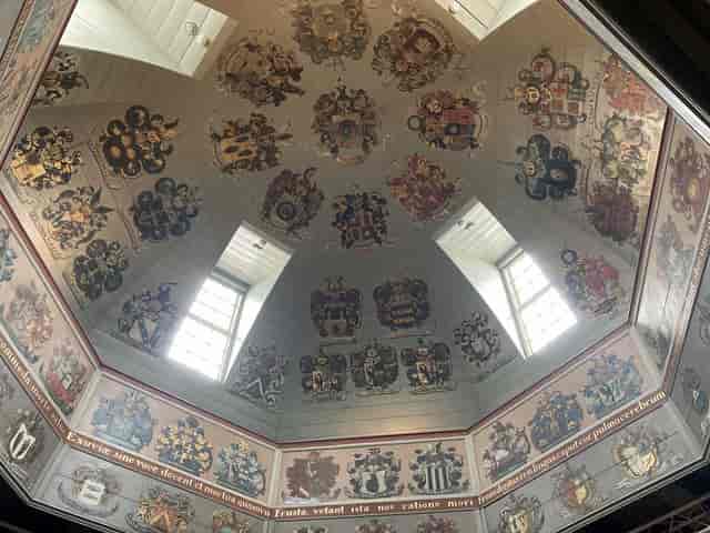 Elegant Theatrum Anatomicum ceiling, ideal for formal events and meetings.