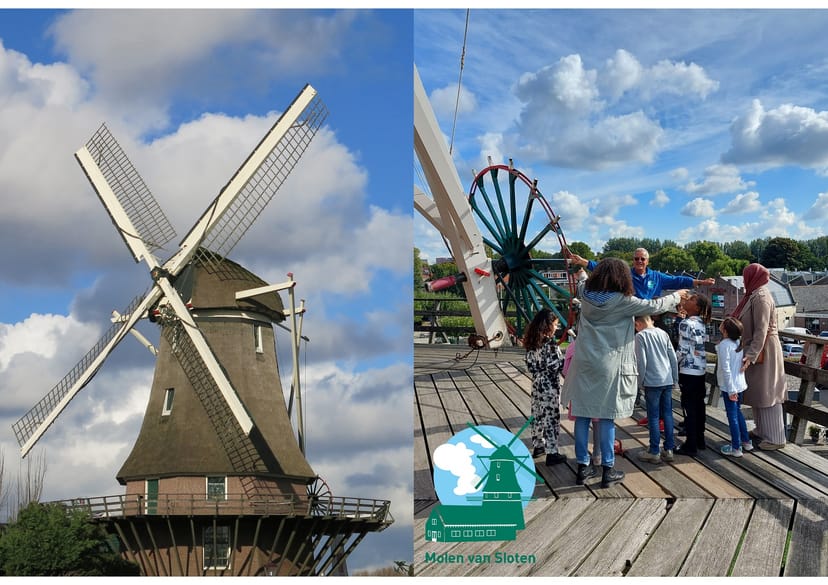Windmill in Molen van Sloten, ideal for corporate retreats and family gatherings.